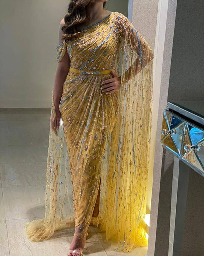 Yellow Multicolor Gown - Riviera Couture