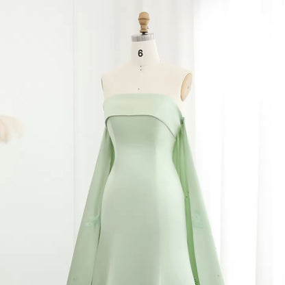 Sage Green Sage Green Strapless Gown with Train luxury evening dress by Riviera Couture