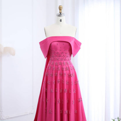 Pink Satin Evening Dress with Cape - Riviera Couture