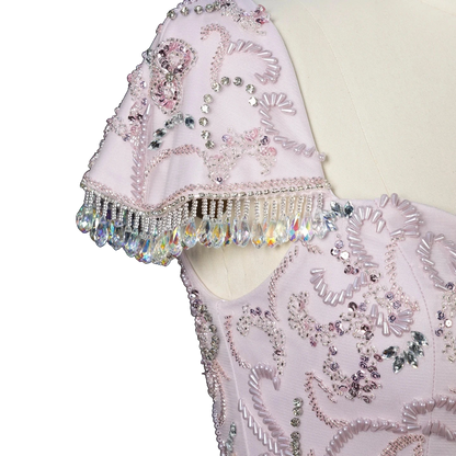 The Thuraya – crystal beaded cape sleeve mermaid evening gown | Riviera Couture