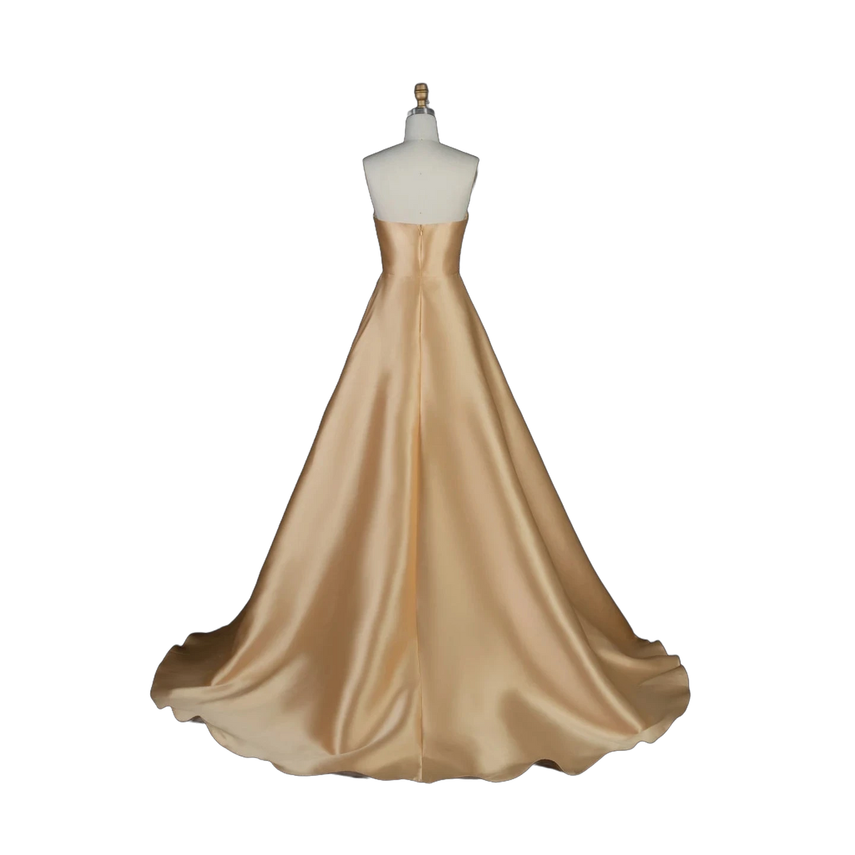 The Asala – gold sequin strapless A-line evening gown with gloves | Riviera Couture