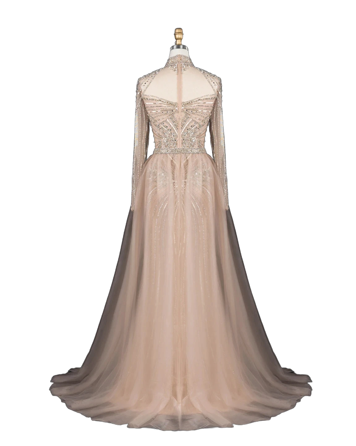 The Ghaida – high neck long sleeve beaded mermaid evening gown | Riviera Couture