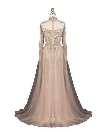 The Ghaida – high neck long sleeve beaded mermaid evening gown | Riviera Couture