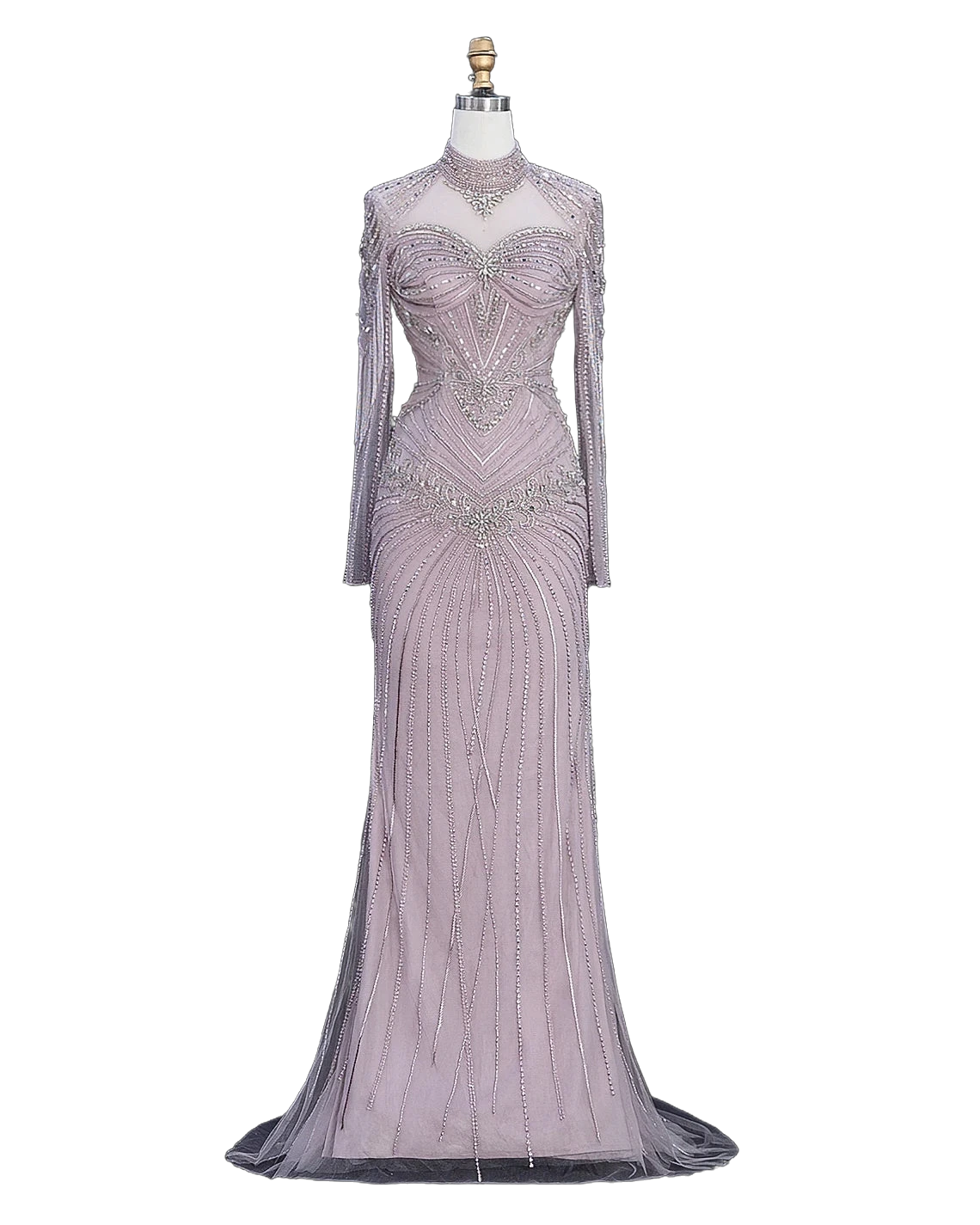 The Ghaida – high neck long sleeve beaded mermaid evening gown | Riviera Couture