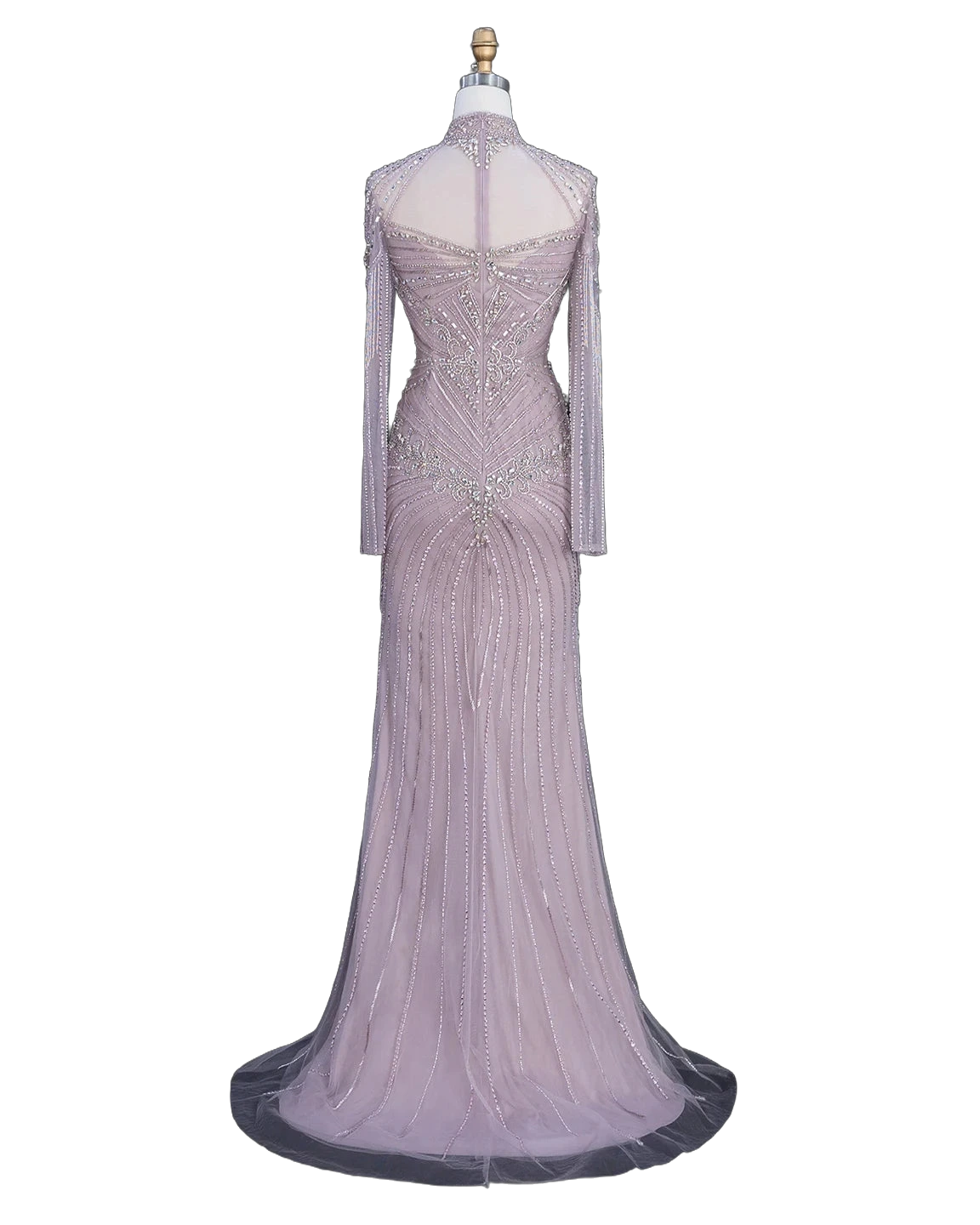 The Ghaida – high neck long sleeve beaded mermaid evening gown | Riviera Couture