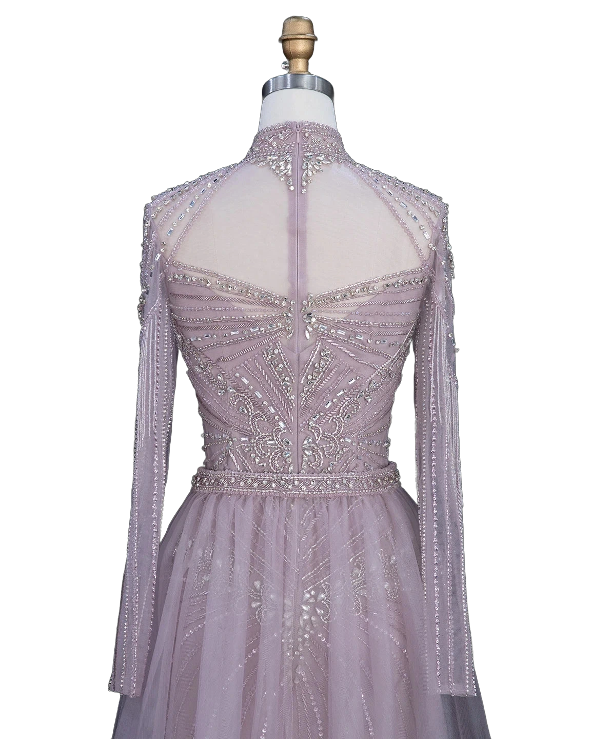 The Ghaida – high neck long sleeve beaded mermaid evening gown | Riviera Couture