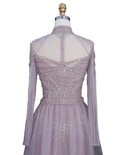 The Ghaida – high neck long sleeve beaded mermaid evening gown | Riviera Couture