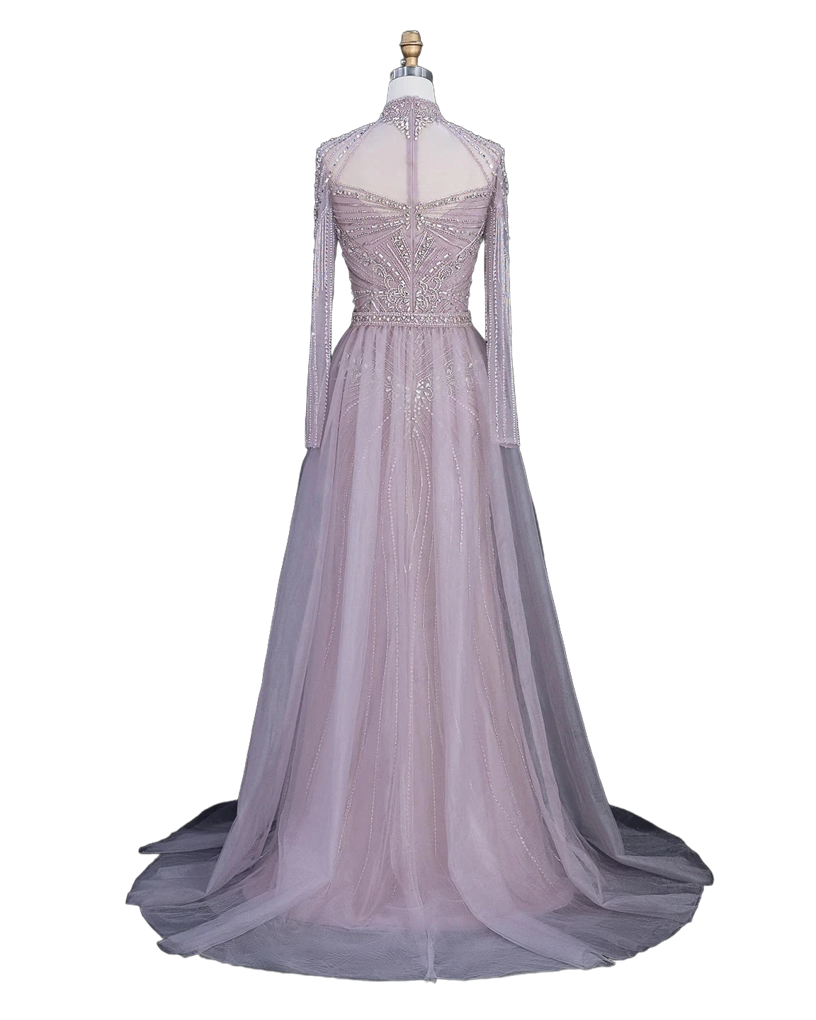 The Ghaida – high neck long sleeve beaded mermaid evening gown | Riviera Couture