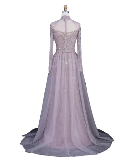 The Ghaida – high neck long sleeve beaded mermaid evening gown | Riviera Couture