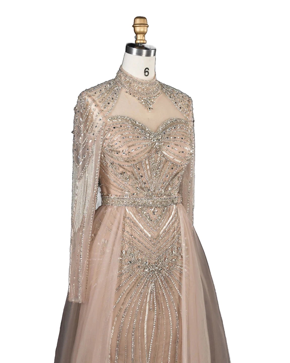 The Ghaida – high neck long sleeve beaded mermaid evening gown | Riviera Couture