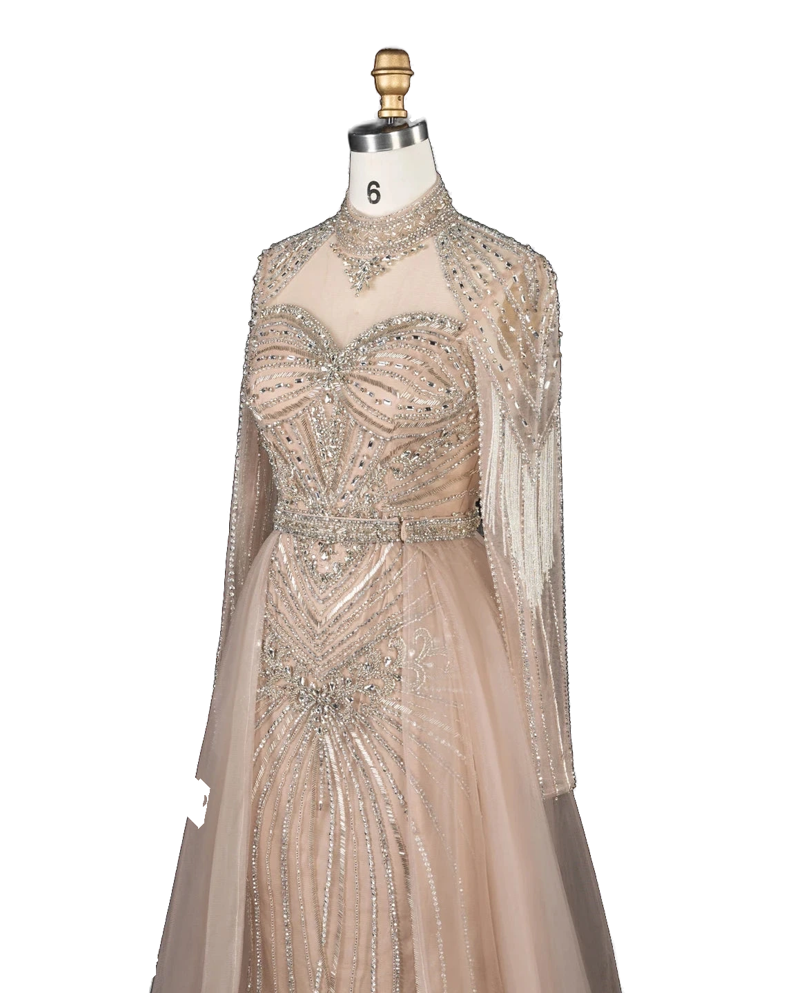 The Ghaida – high neck long sleeve beaded mermaid evening gown | Riviera Couture