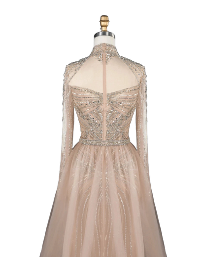 The Ghaida – high neck long sleeve beaded mermaid evening gown | Riviera Couture