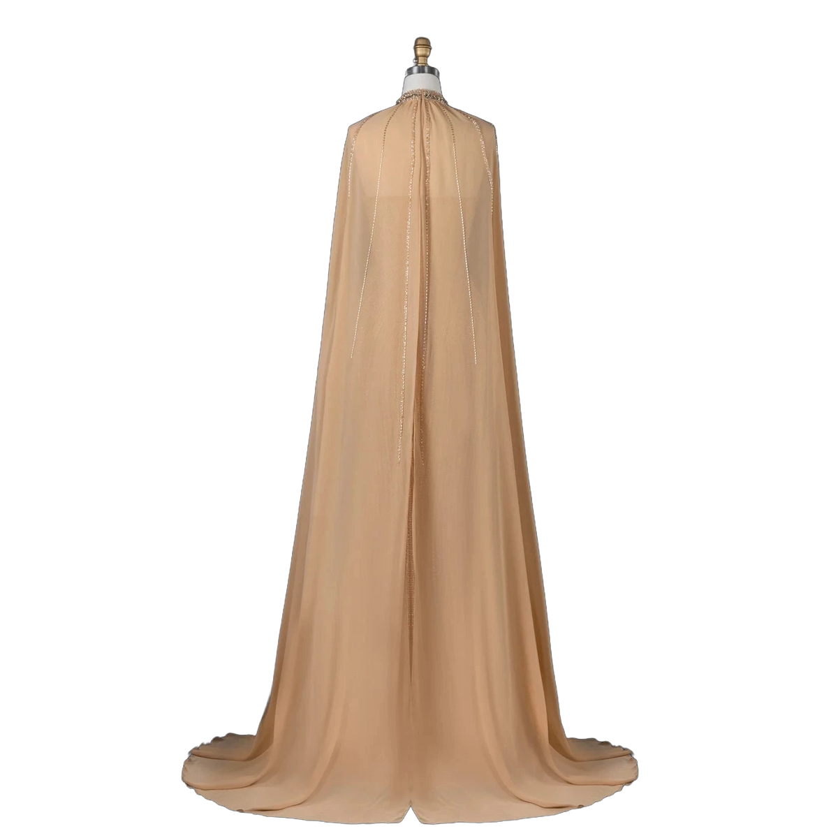 The Sundus – crystal beaded high neck mermaid gown with cape | Riviera Couture
