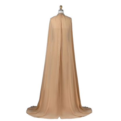 The Sundus – crystal beaded high neck mermaid gown with cape | Riviera Couture