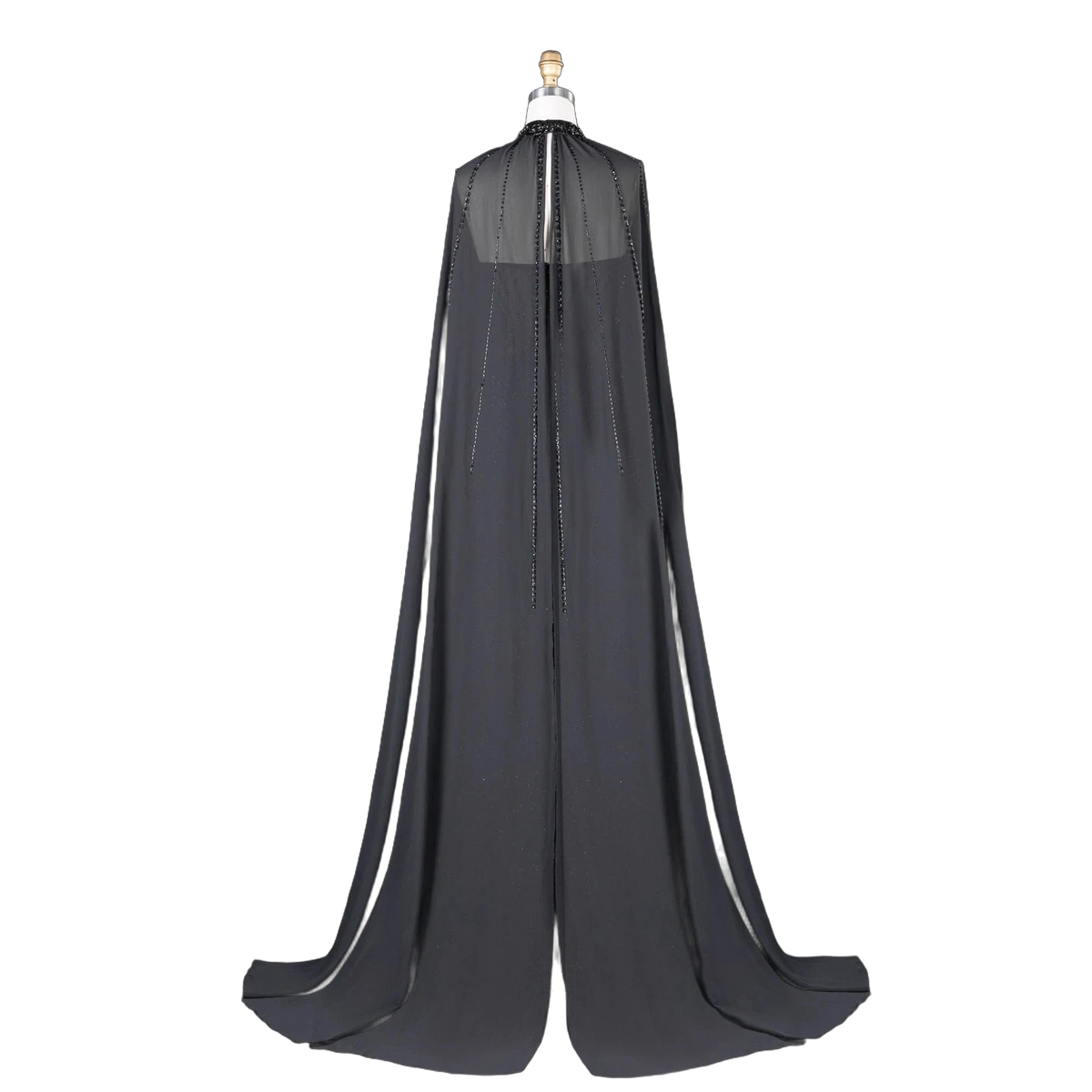 The Sundus – crystal beaded high neck mermaid gown with cape | Riviera Couture