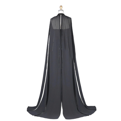 The Sundus – crystal beaded high neck mermaid gown with cape | Riviera Couture