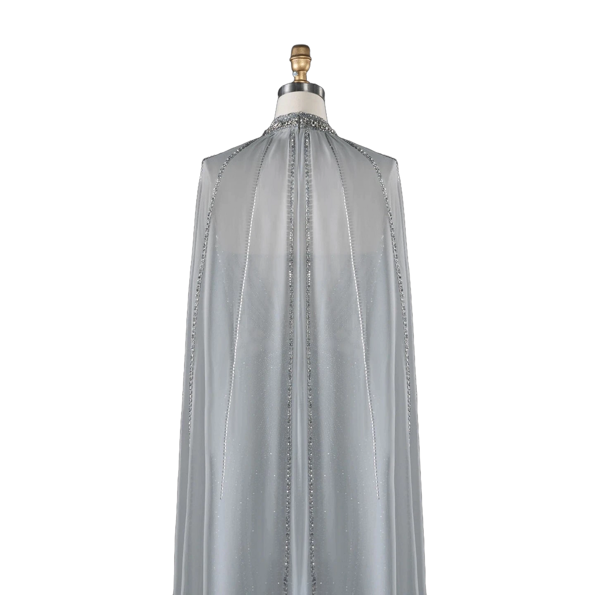 The Sundus – crystal beaded high neck mermaid gown with cape | Riviera Couture
