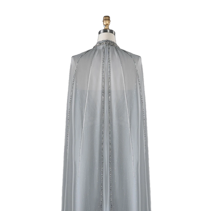 The Sundus – crystal beaded high neck mermaid gown with cape | Riviera Couture
