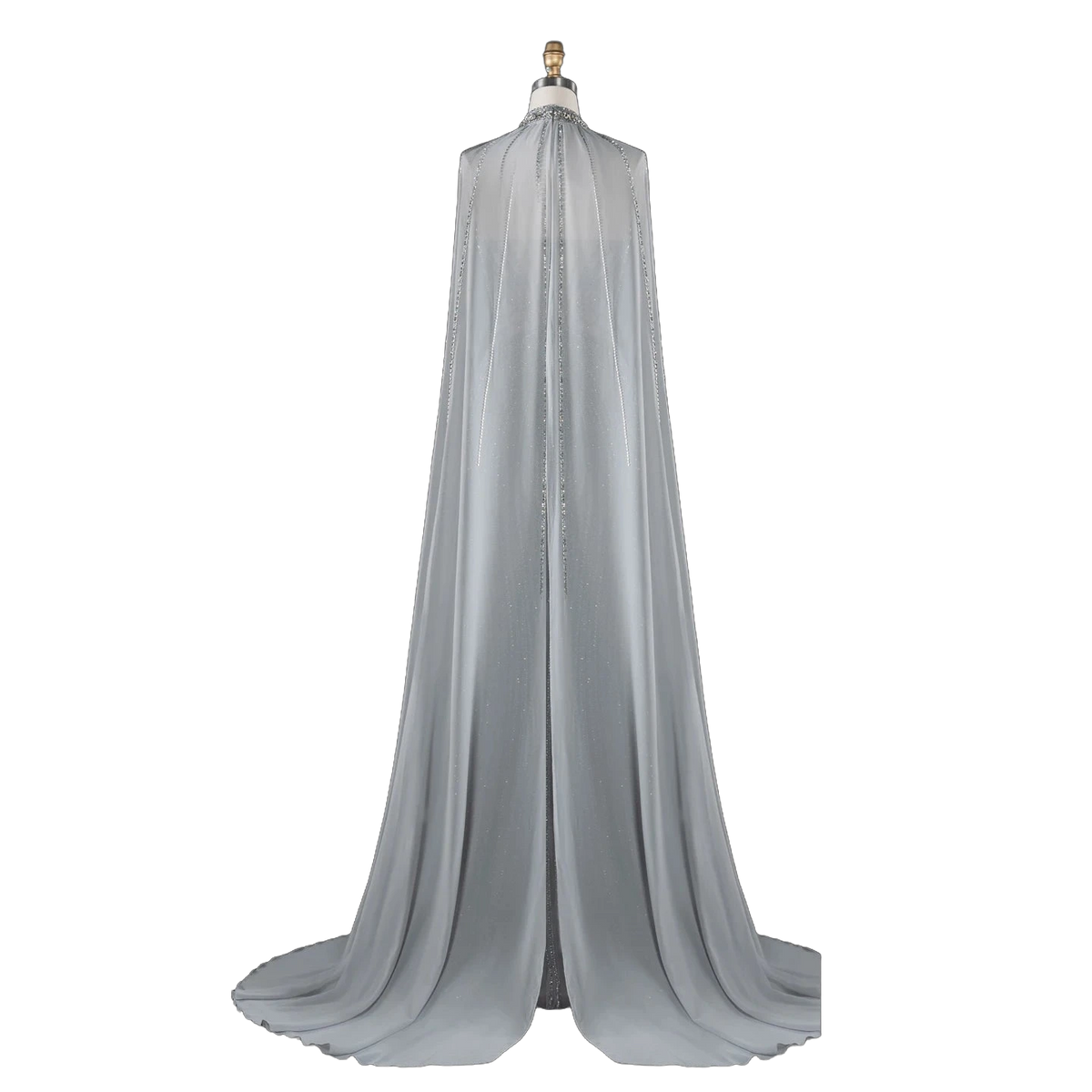 The Sundus – crystal beaded high neck mermaid gown with cape | Riviera Couture