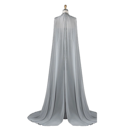 The Sundus – crystal beaded high neck mermaid gown with cape | Riviera Couture