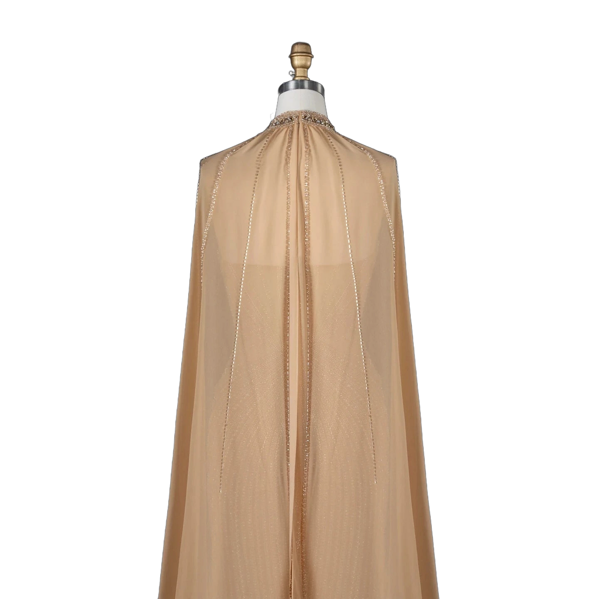 The Sundus – crystal beaded high neck mermaid gown with cape | Riviera Couture