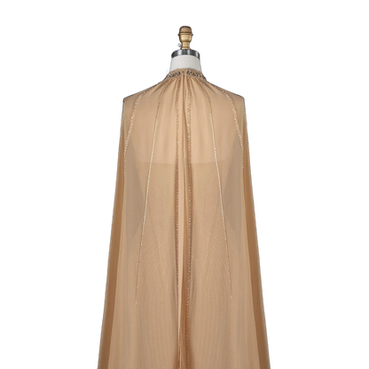 The Sundus – crystal beaded high neck mermaid gown with cape | Riviera Couture