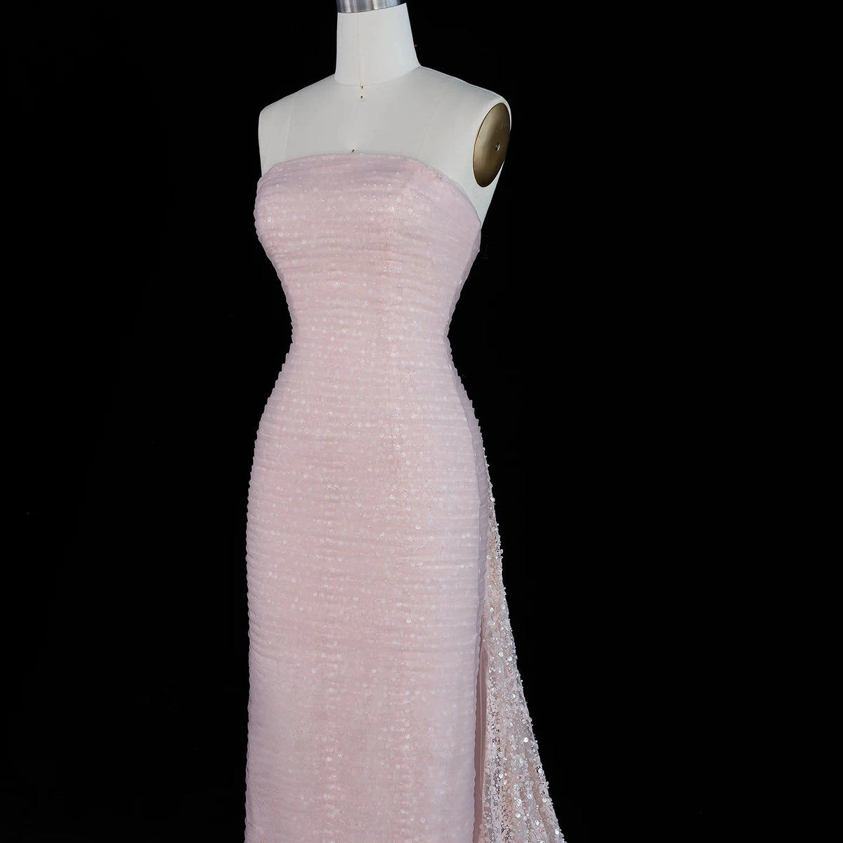 The Rozana – blush pink two-piece cape sleeve evening gown | Riviera Couture