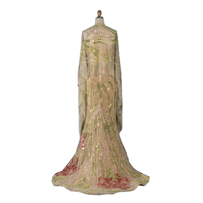 The Sadeem – champagne sequin mermaid evening gown with cape | Riviera Couture