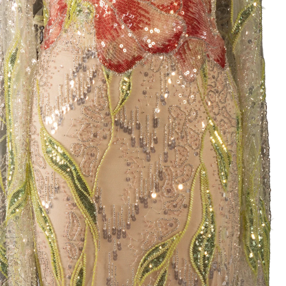 The Sadeem – champagne sequin mermaid evening gown with cape | Riviera Couture