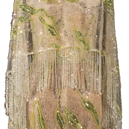 The Sadeem – champagne sequin mermaid evening gown with cape | Riviera Couture