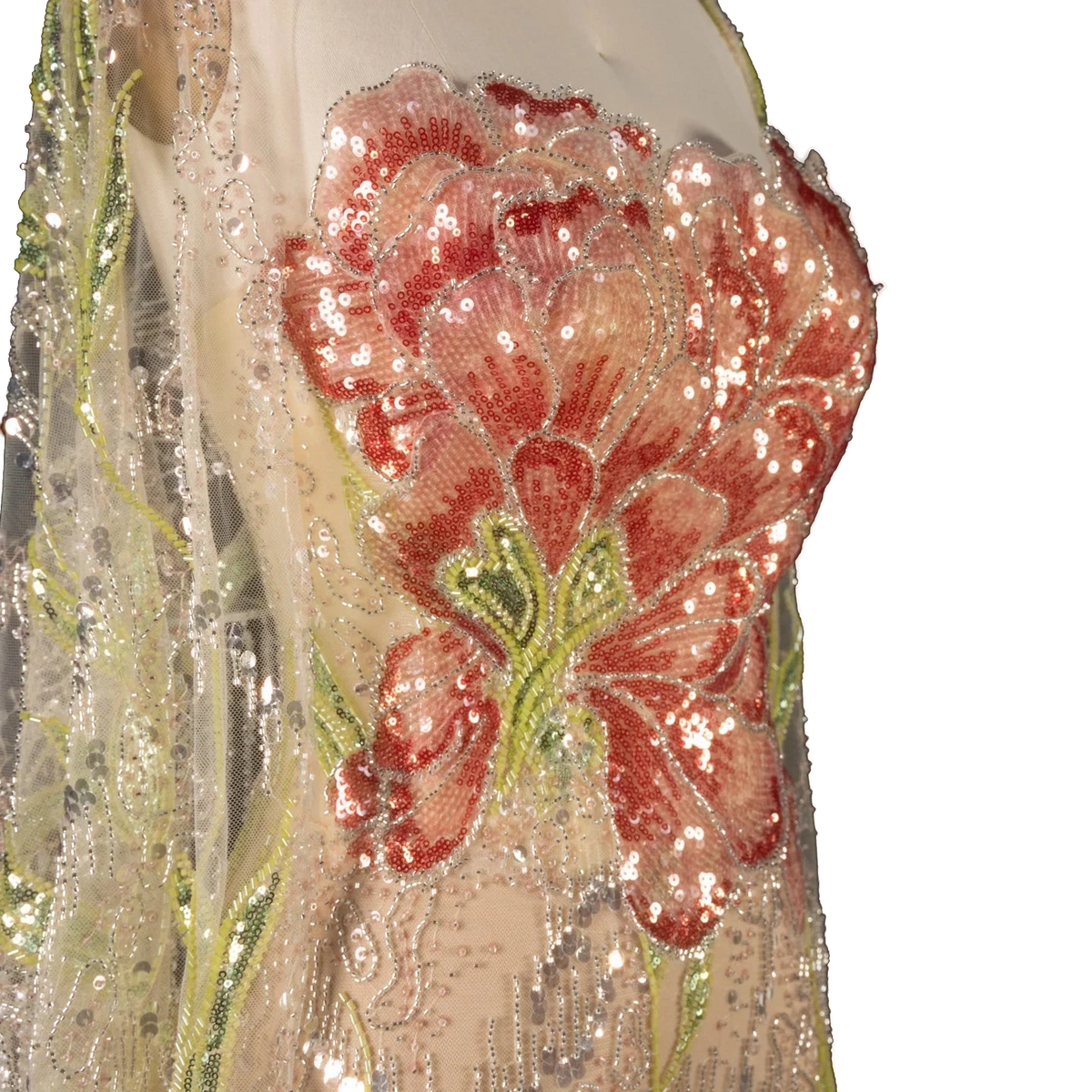 The Sadeem – champagne sequin mermaid evening gown with cape | Riviera Couture
