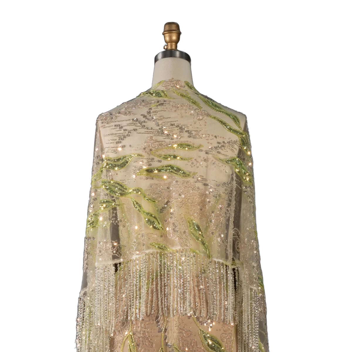 The Sadeem – champagne sequin mermaid evening gown with cape | Riviera Couture