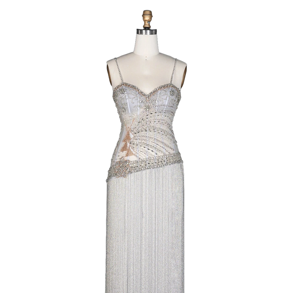 The Fayrouz – aqua beaded tassel mermaid evening gown | Riviera Couture