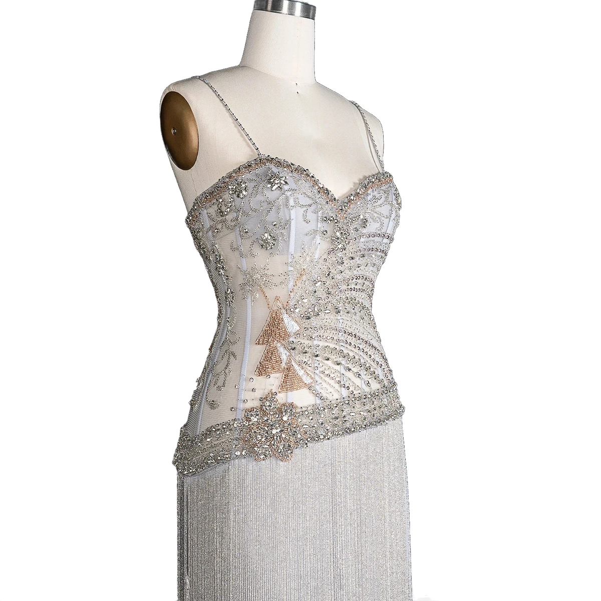 The Fayrouz – aqua beaded tassel mermaid evening gown | Riviera Couture