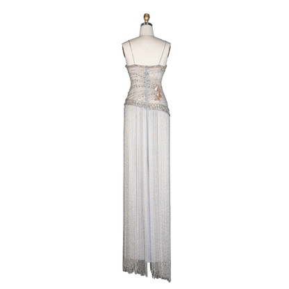 The Fayrouz – aqua beaded tassel mermaid evening gown | Riviera Couture