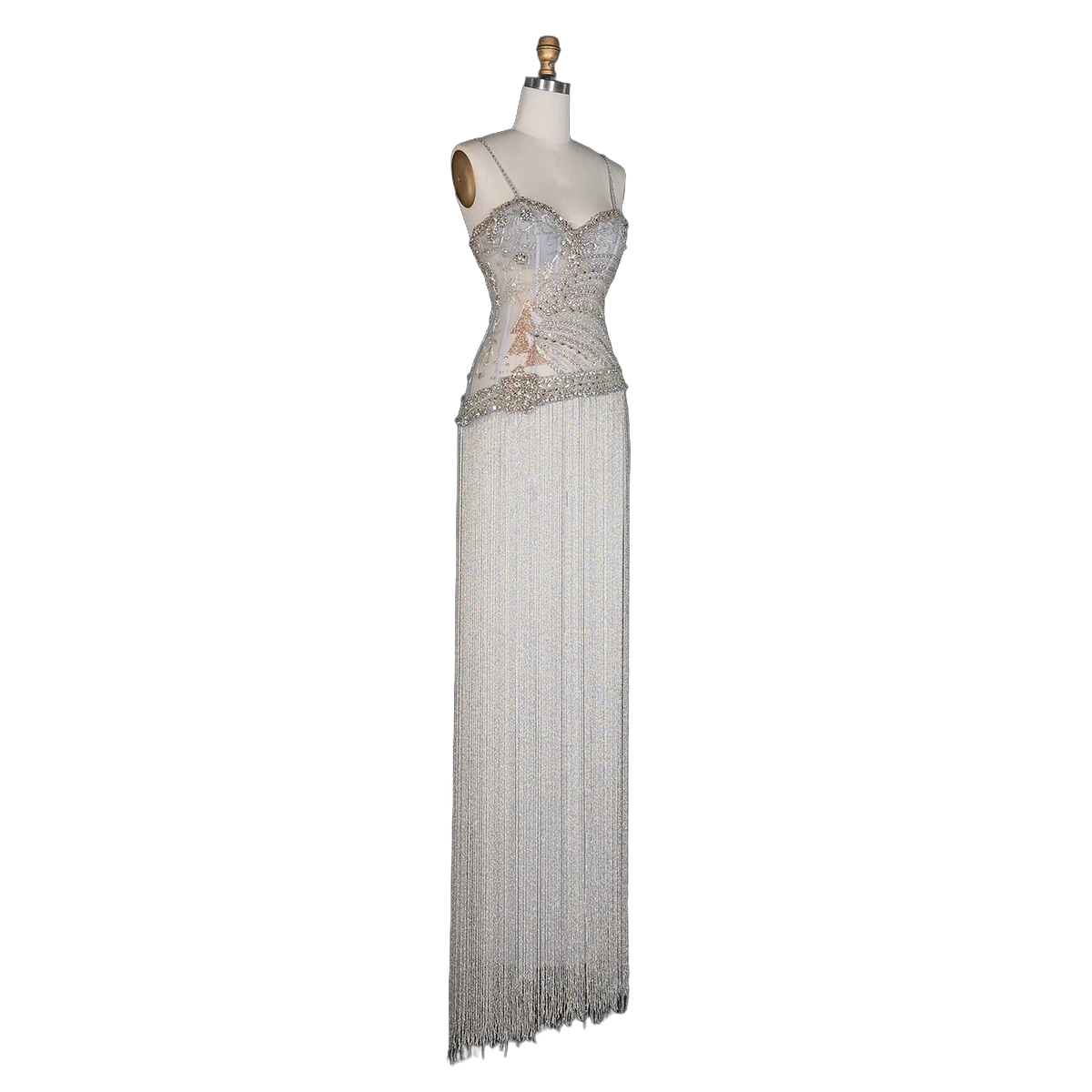 The Fayrouz – aqua beaded tassel mermaid evening gown | Riviera Couture
