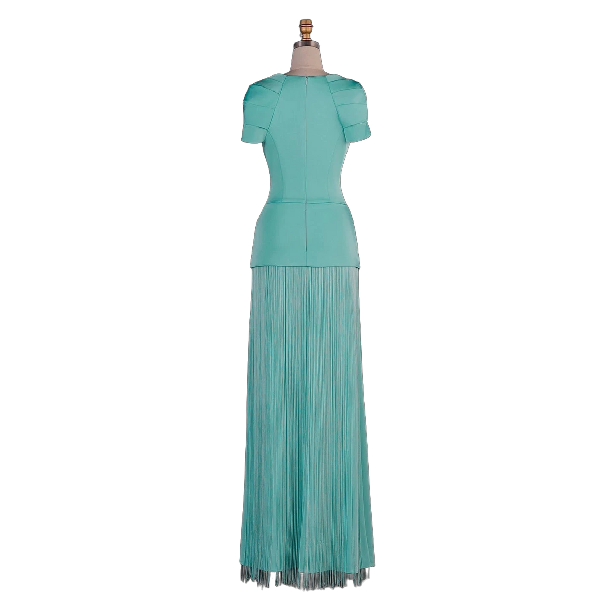 The Naseem – aqua square neck beaded embroidered evening gown | Riviera Couture