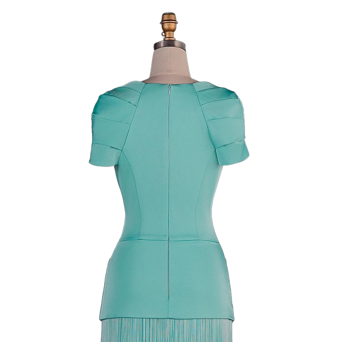 The Naseem – aqua square neck beaded embroidered evening gown | Riviera Couture