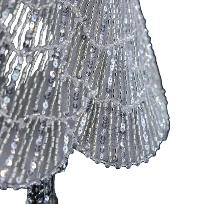 The Fatin – gray two-piece sequin ruffle evening gown | Riviera Couture