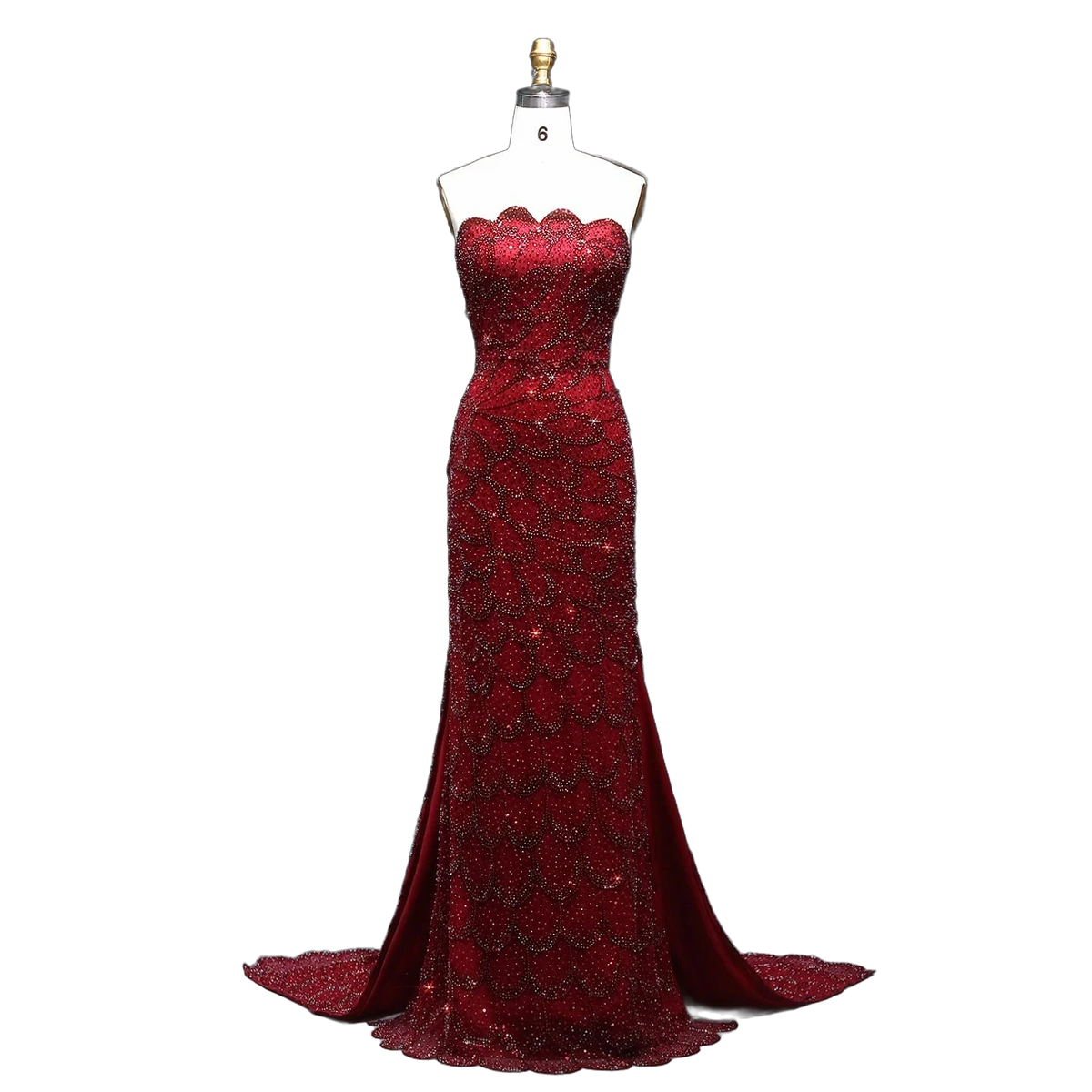 The Zumurrud in wine red – strapless mermaid evening gown | Riviera Couture