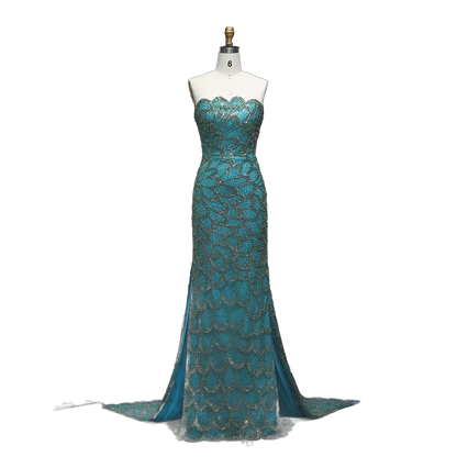 The Zumurrud in emerald green – strapless mermaid evening gown | Riviera Couture