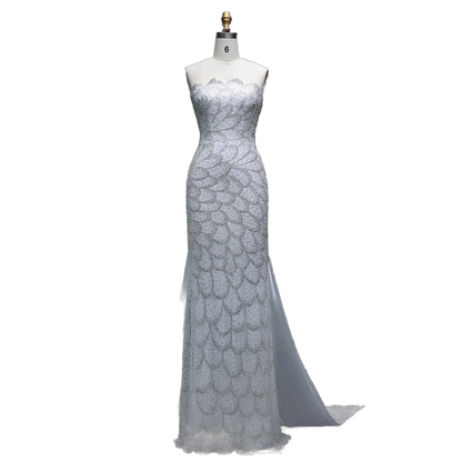 The Zumurrud in white – strapless mermaid evening gown | Riviera Couture