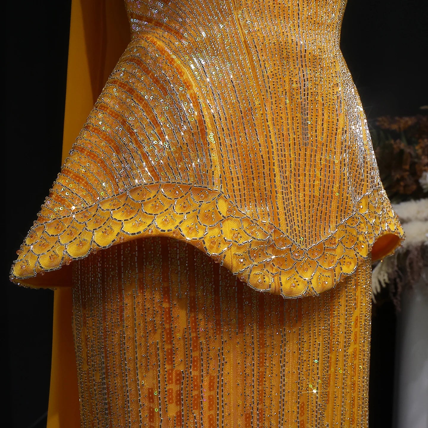 Pink Strapless Sequined Two-Piece Evening Gown with Scarf — GCC Luxury — Riviera Couture GCC Luxury Evening Gown