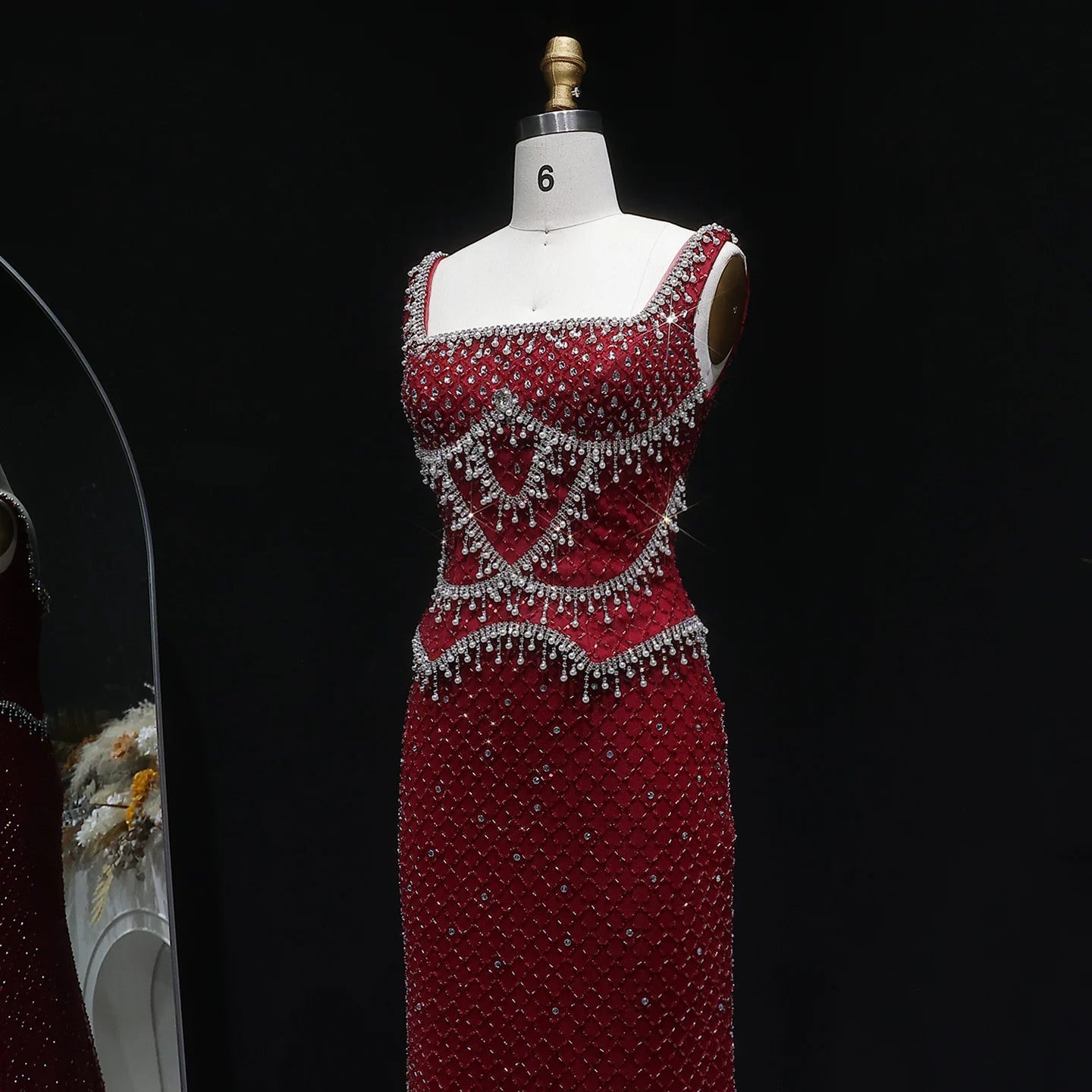 Champagne Gray Straight Evening Gown with Straps — Dubai Arabic Luxury Formal — Riviera Couture GCC Luxury Evening Gown