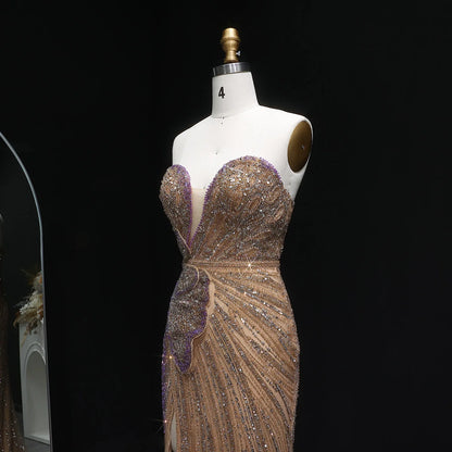 Pink Pink Sweetheart Mermaid Evening Gown — Luxury Beaded Dubai Wedding — Riviera Couture GCC Luxury Evening Gown