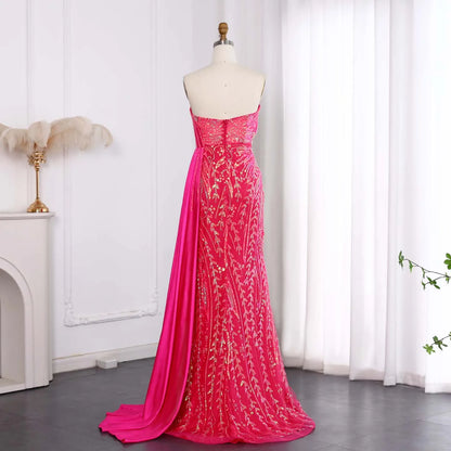 Strapless Luxury Evening Dress with Side Slit - Riviera Couture