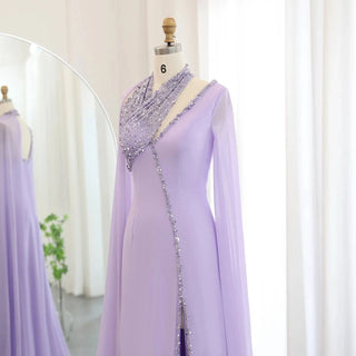 Chiffon  Evening Dress with Cape Sleeves - RC30 - Riviera Couture