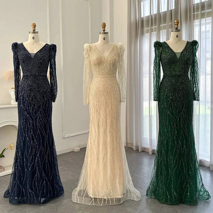 Long Sleeves Gown - Riviera Couture