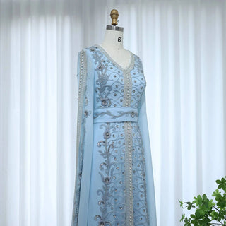 Kaftan Style Blue Evening Dress - Riviera Couture