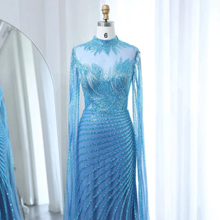 Mermaid Evening Dress with Cape Sleeves - Riviera Couture